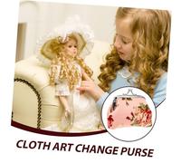 CLISPEED Doll Coin Purse Decorative Miniature Change Wallet for Doll Closet Decor Pink Rose Pattern Bag Cute DIY Accessory