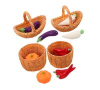 CLISPEED Dollhouse Miniature Vegetable Basket Realistic Pumpkin Eggplant Radish Pepper Figurines for DIY Kitchen Market Scene Decoration Photo Props