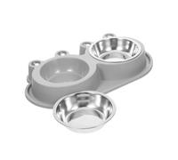 CLISPEED Double Dog Feeder Bowl with Nonspill Plastic Base Stainless Steel Cat Double Bowl for Small Dogs and Cats Portable Pet Feeding Dish with Moat Design for Clean Floors and Outdoor