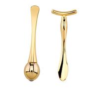 CLISPEED Double-end Eye Face Massage Roller Shaped Metal Mask Spoon Portable Mini Zinc Alloy Facial Massager for Cream Application and Skin Care Compact Design for Women Self Care