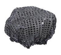 CLISPEED Double-layer Waterproof Shower Cap for Women, Large Reusable Sequin Bathing Hair Cover, Black Peva Material Suitable for Long Hair and Bathing