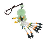 CLISPEED Double-sided Green Lotus Car Pendant for Rear View Mirror Artistic Car Charm Decoration with Elegant Gourd Design Luck Hanging Accessory for Vehicles