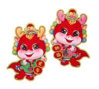 CLISPEED Dragon Year Door Stickers Indoor Decorations Flocking Zodiac Dragon Design Chinese Lunar Year Wall Decor for Spring Festival Elegant Asian Door Ornament