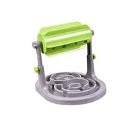 CLISPEED Drum Feeder Food Dispenser for Dogs and Cats Durable Plastic Food Leaking Device Idler Wheel Design Controls Eating Speed Interactive Pet Treat Green