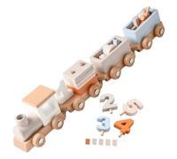 CLISPEED Early Learning Wooden Train for Number Cognitive for Birthday Educational Number Recognition for Wood Construction Enhances Creativity and Parent Interaction