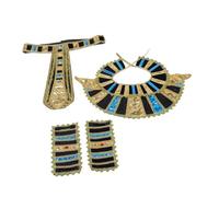 CLISPEED Egyptian King Costume Accessories Set Durable Collar and Wristbands for Men Ancient Egyptian Role Play Cosplay Lightweight Party and Stage Performance Prop
