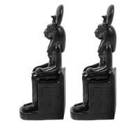 CLISPEED Egyptian Sphinx Statue Set and Delicate Finish 2 Pcs Black Synthetic Resin Tabletop Ornament with Unique Ancient Egyptian Cultural Elements for Work Desk Decor