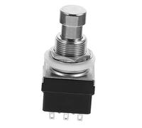 CLISPEED Electric Guitar Footswitch Button Heavy Duty Double Pole Double Throw Latching Pedal Replacement Contacts for Effects Pedals and Electronics Projects Compact Black Design