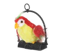 CLISPEED Electric Talking Parrot for Red Plush Recording and Speaking Bird with Swinging Head and Moving Wings Early Learning Hanging Decoration for Over Years