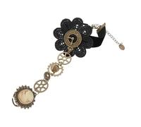 CLISPEED Elegant Gothic Steampunk Bracelet with Ring Attached, Lightweight Alloy Halloween Accessories for Women, Comfortable to Touch and Portable Carry, for Halloween Party Or Anniversary
