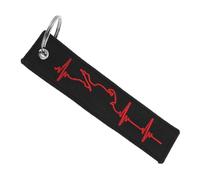 CLISPEED Elegant Metal Car Keychain Red Heartbeat Embroidery Motorcycle Key Charm