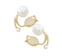 CLISPEED Elegant Pearl Flower Earrings for Non Fading Ear Adornments Simple Classic Design for Daily Wear and Parties Gift Choice Versatile with Dresses and Casual Outfits
