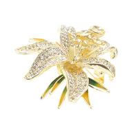 CLISPEED Elegant Rhinestone Lily Brooch Pin for Women Crystal Floral Lapel Accessory with Detailed Craftsmanship Versatile and Refined Design for Suits Dresses Weddings and Special