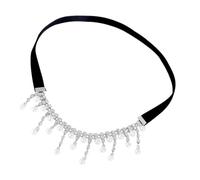 CLISPEED Elegant Thigh Chain Jewelry for Women Adjustable Sparkling Rhinestone Body Chain with Faux Pearl Tassels Feminine Decorative Leg Accessory for Weddings Proms and Special Occasions