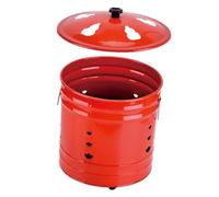 CLISPEED Enamel Incinerator Barrel with Ventilation for Ancestor Money Burning Durable Red Enamel Worship Burner for Home and Garden Practical Fire Pit for Paper Sacrifices and Blessings