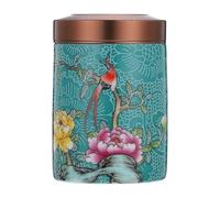 CLISPEED Enamel Painted Ceramic Tea Container with Metal Lid Airtight Lidded Canister for Scented Tea Coffee Dried Fruits Storage Decorative Vintage Style Kitchen Jar and Sealing
