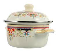 CLISPEED Enamel Stew Pot Heat-Resistant Soup Pot 9.43x7.07x5.89in Enamel Smooth Surface Energy Storage Home Kitchen Cooking Random Color