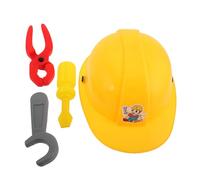 CLISPEED Engineer Tool with Realistic Plastic Hard Hat Pliers Screwdriver Wrench Creative Construction Kit for Boys Educational Roleplay for Fine Motor Skills and Teamwork Development