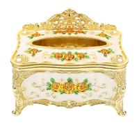 CLISPEED European Style Tissue Paper Holder Large Capacity, Material, Compact Structure, and Elegant Golden Embossed Rose Design, for Home and Restaurant Use