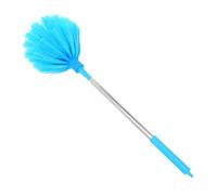 CLISPEED Extendable Ceiling Duster with Long Handle 2, Hard Bristle Cobweb Cleaner for High Ceilings and Roofs, Washable Electrostatic Dust Brush in Sky Blue for Home and Gutter Cleaning