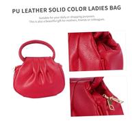 CLISPEED Fashion PU Mini Bag for Women Solid Color Pleated Clutch Coin Wallet with Zipper and Buckle Rose Red Handbag for Shopping and Daily Use