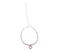 CLISPEED Fashion Rhinestone Necklace Dog Collar with Heart Pendant for Pets Red for Parties Birthdays Special Occasions Easy to Clean Durable Decor