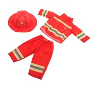 CLISPEED Firefighter Costume for Dolls Summer Doll Clothes Accessories with Hat Role Play Outfit Stuffed Animals for Themed Parties Creative Play