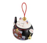 CLISPEED Fortune Cat Ceramic Tea Container with Airtight Seal for Home Kitchen Smooth Rim Beans Canister Multi Use Food Storage Jar for Candy Nuts and Snacks