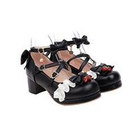 CLISPEED Four Seasons Bowknot Decorated Ladies Mid Heel Shoes Elegant Comfortable Single Shoes for Women for Casual and Formal Occasions Black
