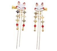 CLISPEED Fox Hair Clips 2pcs Chinese Style Alloy Tassel Headpieces for Girls Vintage Cartoon Hair Accessories Delicate Design