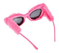 CLISPEED Furry Eyeglasses Fun Sunglasses Women Comfortable Light Weight Plush PC Material Fashionable Unique Look Party Glasses for Adults Daily Life Birthday