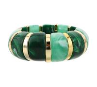 CLISPEED Geometric Stretch Bracelet for Women, Acrylic Bangle | Green Textured Finish, Lightweight Comfortable Fit, Easy to Wear and Remove, Modern Minimalist Style