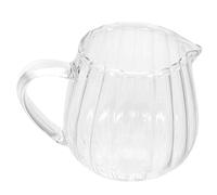CLISPEED Glass Creamer Pitcher 100ml Heat-Resistant Striped Mini Milk Jug Coffee Dispenser Espresso Pouring Cup for Home and Café Use