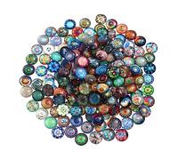 CLISPEED Glass Gemstone Patches Decorative Jewelry Material for DIY Crafting 50pcs Round, with Styles, for Making Cuff Links and Pasting Ring Faces