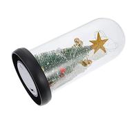 CLISPEED Glowing Glass Christmas Tree Model with LED Warm Light and Five Point Star Ornament Creative Luminous Holiday Decor for Kitchen Dining Table Office and Party Ambiance