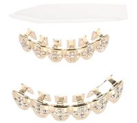 CLISPEED Golden Copper Hip Hop Grills for Teeth with Sturdy Design and Lightweight Mouth Grill, for Rappers and Graduation Period Masquerades or Take Pictures, Unique Teeth Jewelry