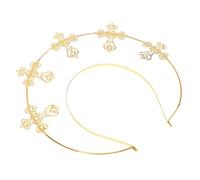 CLISPEED Golden Cross Headband Lightweight Hair Adorn for Women Elegant Wedding Party Hair Accessory Suitable for Engagements and Special Occasions