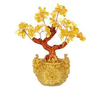 CLISPEED Golden Decorative Resin Money Tree Desktop Ornament Crystal Tree Chic Home Office Decoration for Office and Living Room and Housewarming