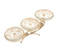 CLISPEED Golden European Style Crystal Glass Cake Display Stand Decorative Snack Plate and Candy Tray with Aristocratic Design Versatile Dessert Table Display for Parties and Home Decor