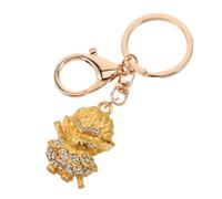 CLISPEED Golden Metal Keychain Rhinestone Inlaid Sparkling Design, Versatile and Convenient to Carry, Suitable for Purse and Backpacks as A Backpack Charm