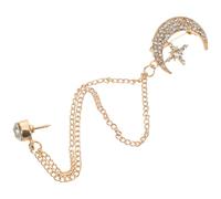 CLISPEED Golden Retro Planet and Moon Brooch Pin with Rhinestone Hanging Tassel Chain Vintage Lapel Pin Accessory for Women S Jackets Cardigans Scarves Lightweight and Tarnish-resistant