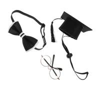 CLISPEED Graduation Themed Pet Costume for Goose with Mini Graduation Caps with Tassel Black Polyester Cap Bowtie and Glasses and Celebrations at Home