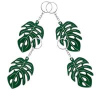 CLISPEED Green Leaf Decorative Keychain Pendant 4pcs Lightweight Alloy Keyrings Hanging Ornament Lovely Charm Keychains for Schoolbag and Bag