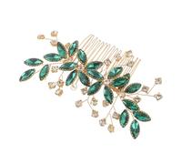 CLISPEED Green Rhinestone Bridal Hair Comb for Wedding and Formal Events, Handcrafted Leaf Design, Lightweight Metal Crystal Hairpiece Enhancing Visual Consistency for Women and Brides