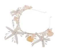 CLISPEED Hair Comfortable Lightweight and Plastic Bridal Accessory Metal Elegant White Seashell Sea Star Headband with Pearls Fit, for Women for Formal Occasions and Beach Weddings