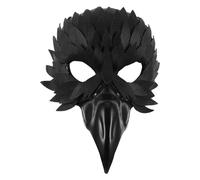 CLISPEED Half Face Owl Plumage Mask Black for Adults Masquerade Animal Costume Mask Halloween Carnival Party Accessory for Cosplay and Dress-Up