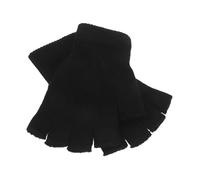 CLISPEED Half Finger Gloves Black Knitted Mittens Warm Autumn Winter Outdoor Play Typing Writing Cycling Cold Weather Protection for Boys