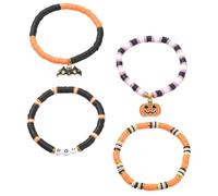 CLISPEED Halloween Festival Polymer Clay Pumpkin Bracelet Stretch Beaded Bracelet Stylish Modern Design for Halloween Party Accessories