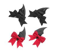 CLISPEED Halloween Hair Clips 2 Pairs Devil Wing Craft Bat Wing DIY Hair Accessories with Bowknot, Metal and Cloth Material, Lightweight Secure Fit for Party and Themed Gatherings