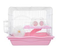 CLISPEED Hamster Cage Slide Exercise Wheel, Castle House and Food Bowl 2 Tier Plastic with Expandable Levels Water Bottle for Small Pets and Dwarf Hamsters